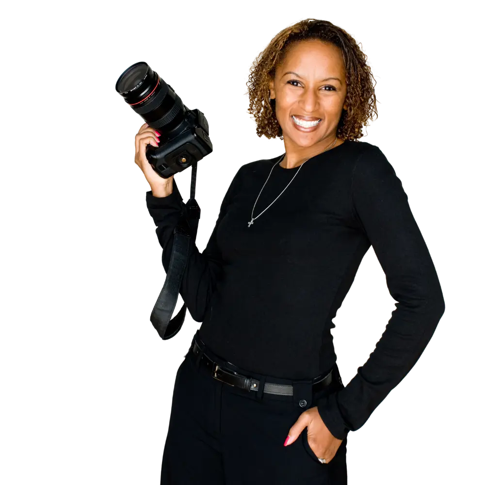 professional photographer with single lens reflex camera (SLR)